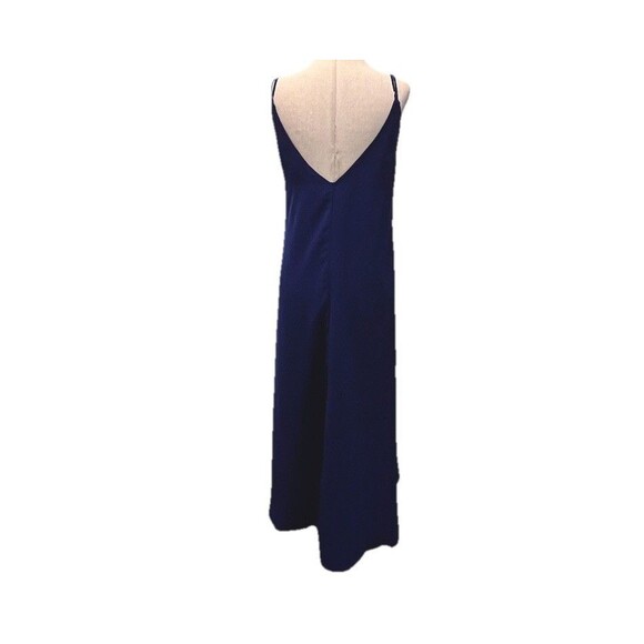 Lulus NAVY BLUE SMALL Spaghetti Strap Double V Neck High Low Hem Maxi Dress - Picture 5 of 10